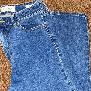 Dark blue denim mom jeans